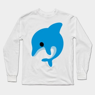 Blue Dolphin Emoticon Long Sleeve T-Shirt